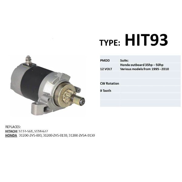 Honda Outboard Starter Motor suits 35hp-50hp models from 1995-2010